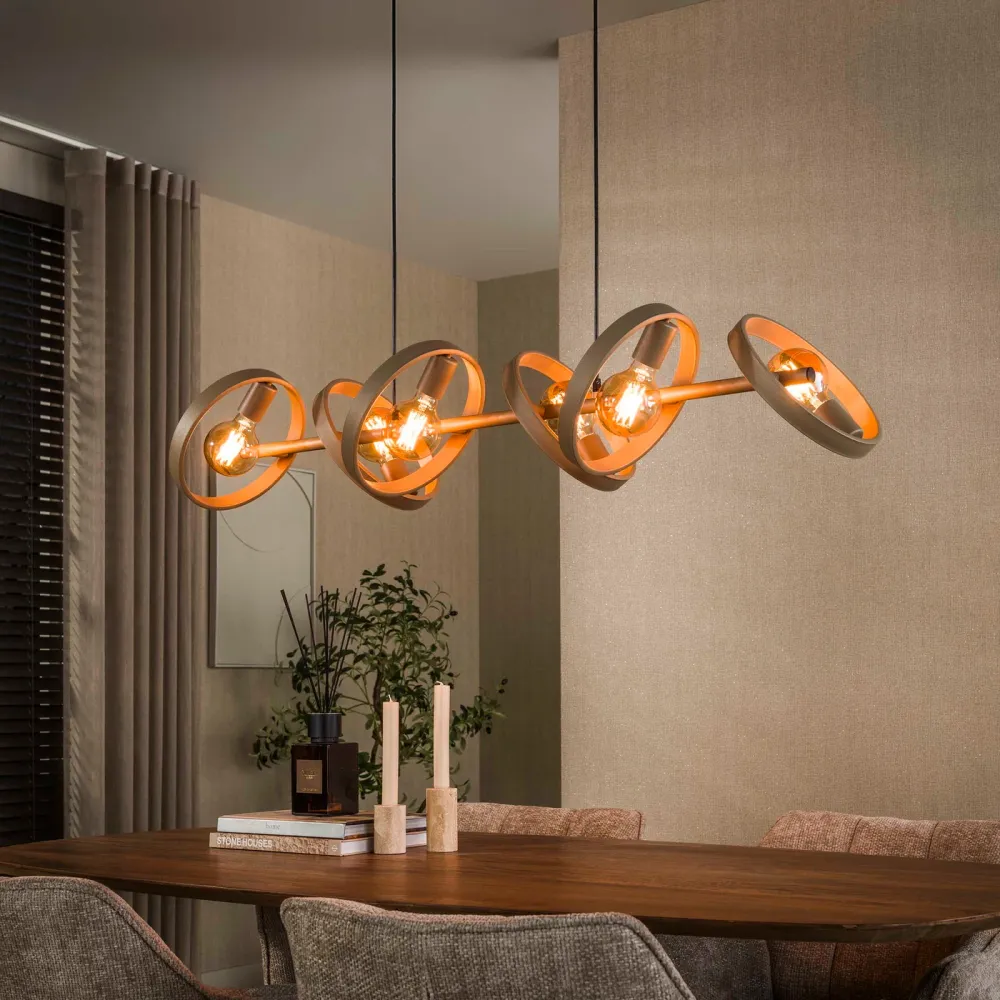 Giga Living Hanglamp Hover - Beige Metaal - 120x40x150cm Giga Meubel