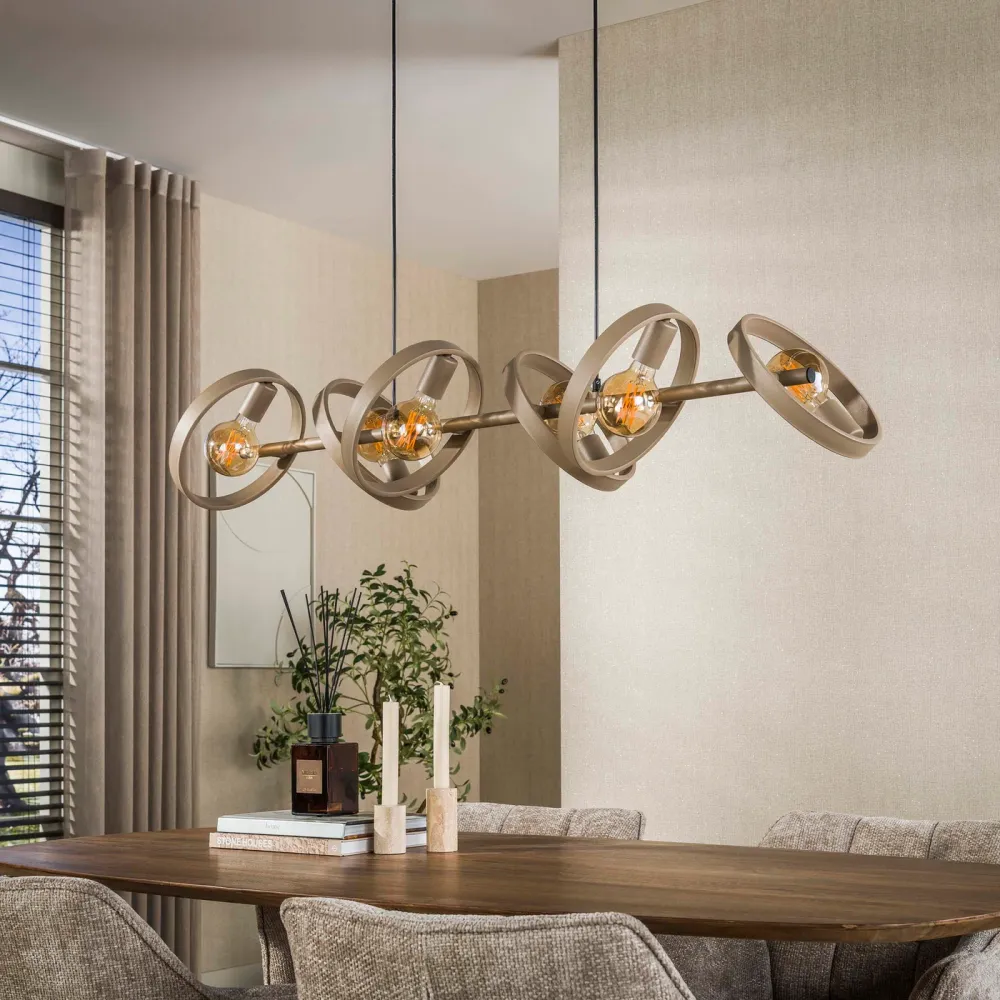 Giga Living Hanglamp Hover - Beige Metaal - 120x40x150cm Giga Meubel