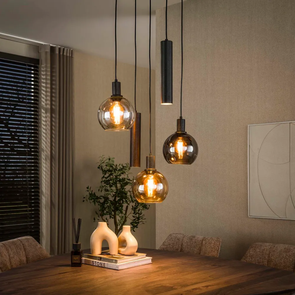Giga Living Hanglamp Sfera Tricolore - Zwart Metaal - Ø50x150cm Giga Meubel