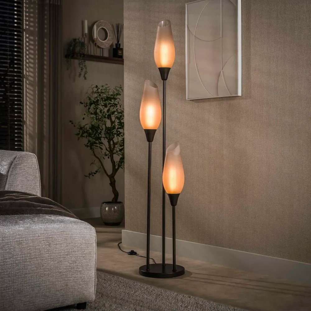 Giga Living Vloerlamp Cocoon - Bruin Frost Glas - 170cm Giga Meubel