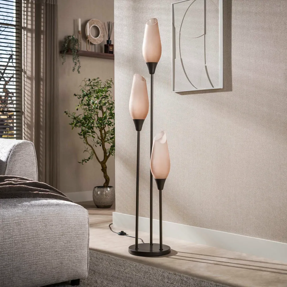 Giga Living Vloerlamp Cocoon - Bruin Frost Glas - 170cm Giga Meubel