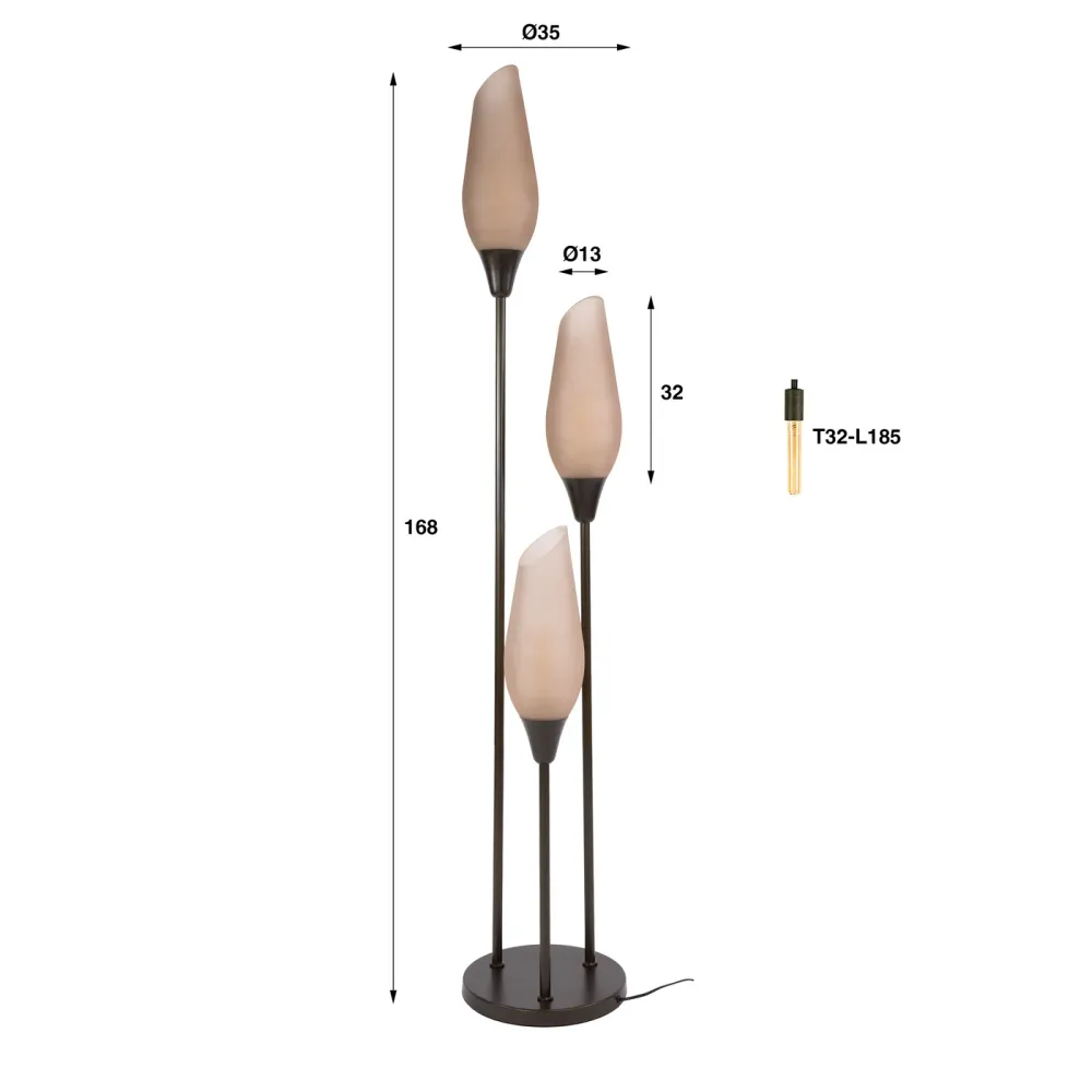 Giga Living Vloerlamp Cocoon - Bruin Frost Glas - 170cm Giga Meubel