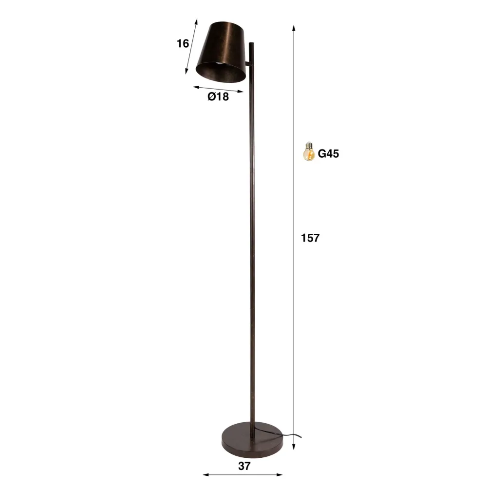 Giga Living Vloerlamp Flex - Bruin Metaal - 40x20x155cm Giga Meubel