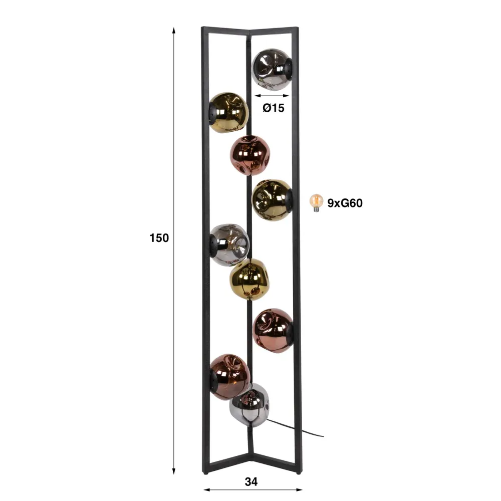 Giga Living Vloerlamp Stellar - Zwart Metaal - Ø35x150cm Giga Meubel