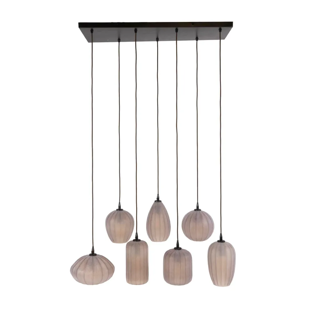 Giga Meubel Hanglamp Altura - Bruin Glas - 7-lichts - 96x35x150cm