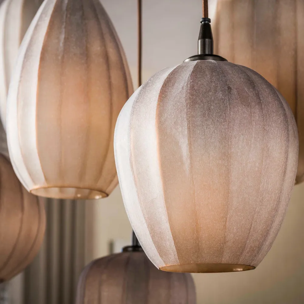 Giga Meubel Hanglamp Altura - Bruin Glas - 7-lichts - 96x35x150cm