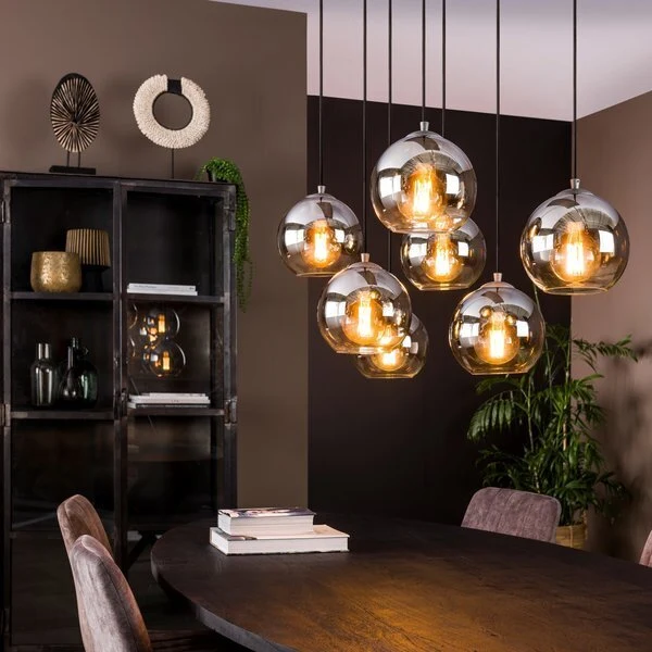 Giga Meubel Hanglamp Bubble Shaded - Glas - 7-Lichts - 40x110x150cm