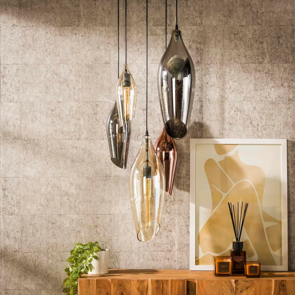 Giga Meubel Hanglamp Cocoon - Multicolor Glas - 5-Lichts - 60x60x180cm