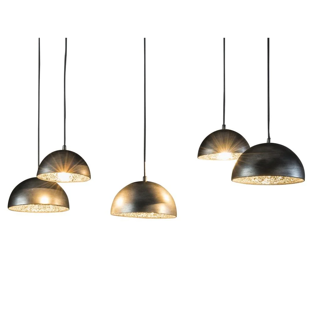 Giga Meubel Hanglamp Crossbar - Zilver Glas - 5-Lichts - 123x54x150cm
