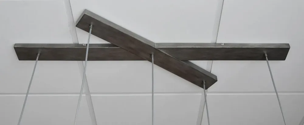 Giga Meubel Hanglamp Crossbar - Zilver Glas - 5-Lichts - 123x54x150cm