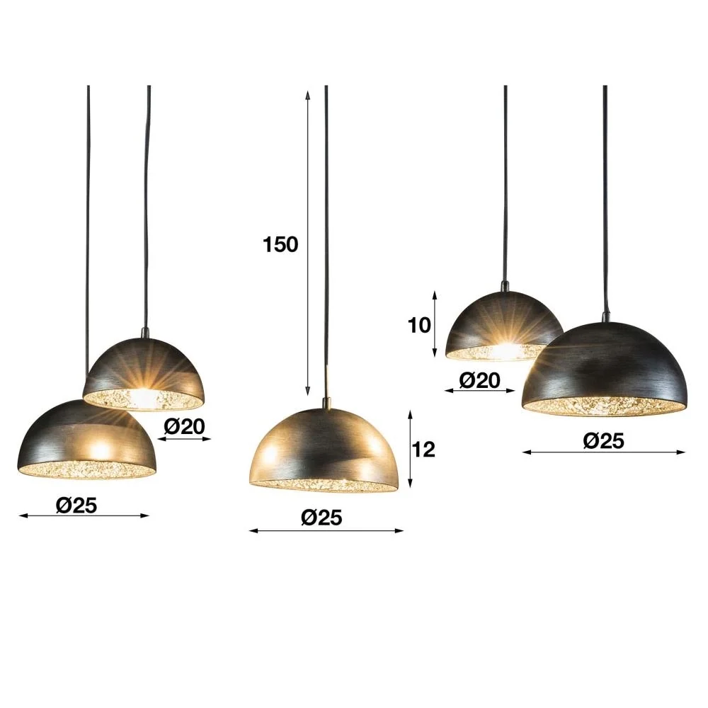 Giga Meubel Hanglamp Crossbar - Zilver Glas - 5-Lichts - 123x54x150cm