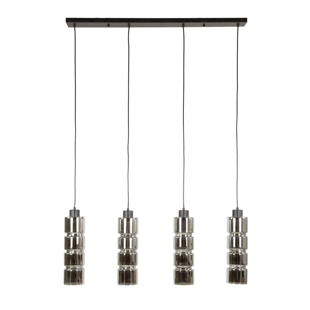 Giga Meubel Hanglamp Cylinder - Chroom Glas - 4-Lichts - 105x12x150cm
