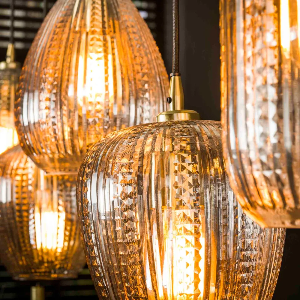 Giga Meubel Hanglamp Diamond Grain Mix - Glas - 5-Lichts - 120x20x150cm