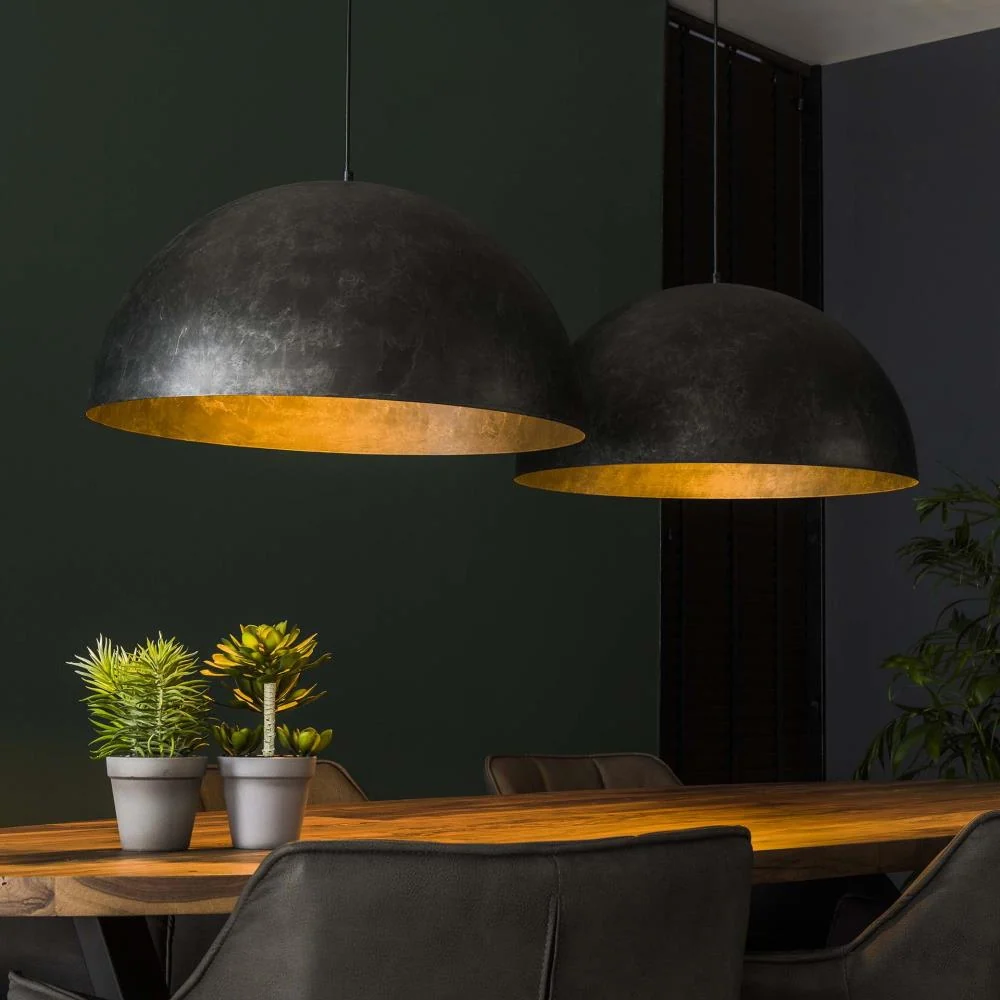 Giga Meubel Hanglamp Dome - Zwart Metaal - 2-Lichts - 142x60x150cm