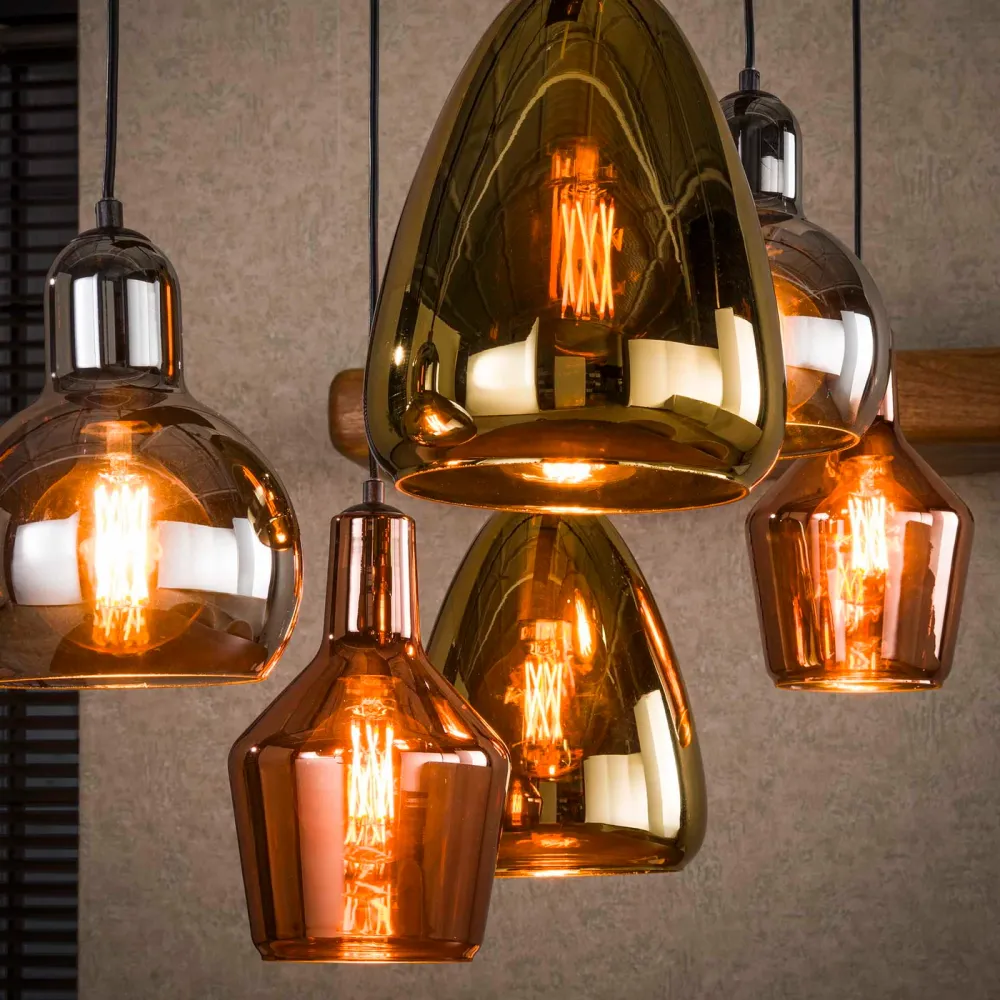 Giga Meubel Hanglamp Driekleur Mix - Multicolor - 6-Lichts - 150x95x40cm
