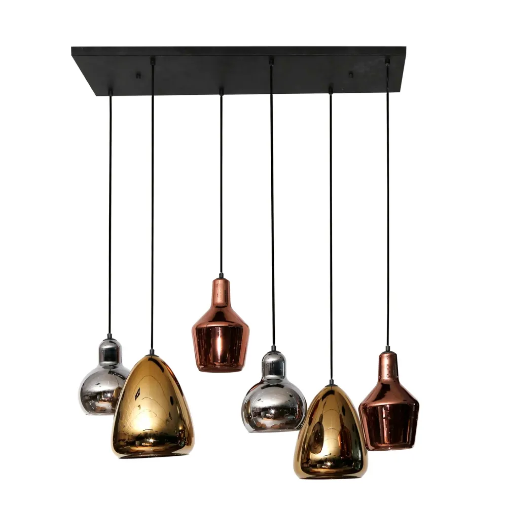 Giga Meubel Hanglamp Driekleur Mix - Multicolor - 6-Lichts - 150x95x40cm