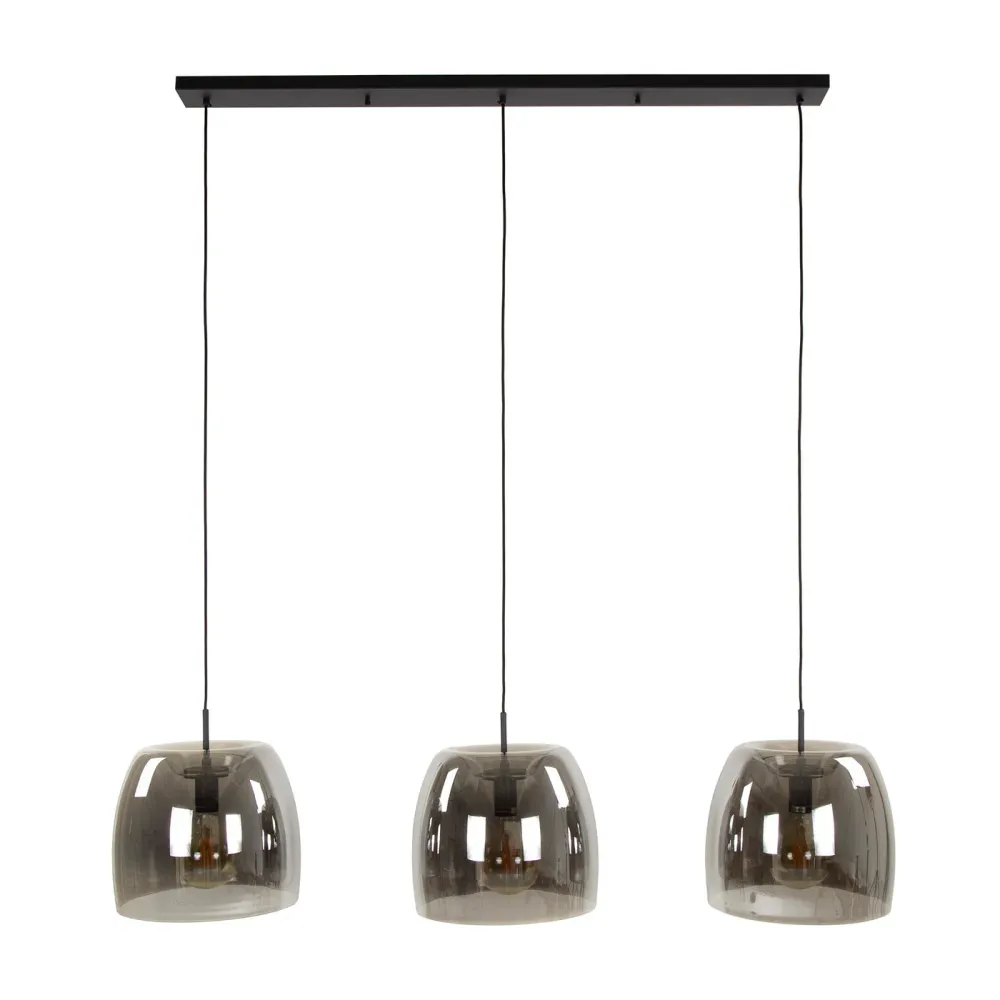 Giga Meubel Hanglamp Drift Glass - Smoke Glas - 3-Lichts - 145x35x150cm