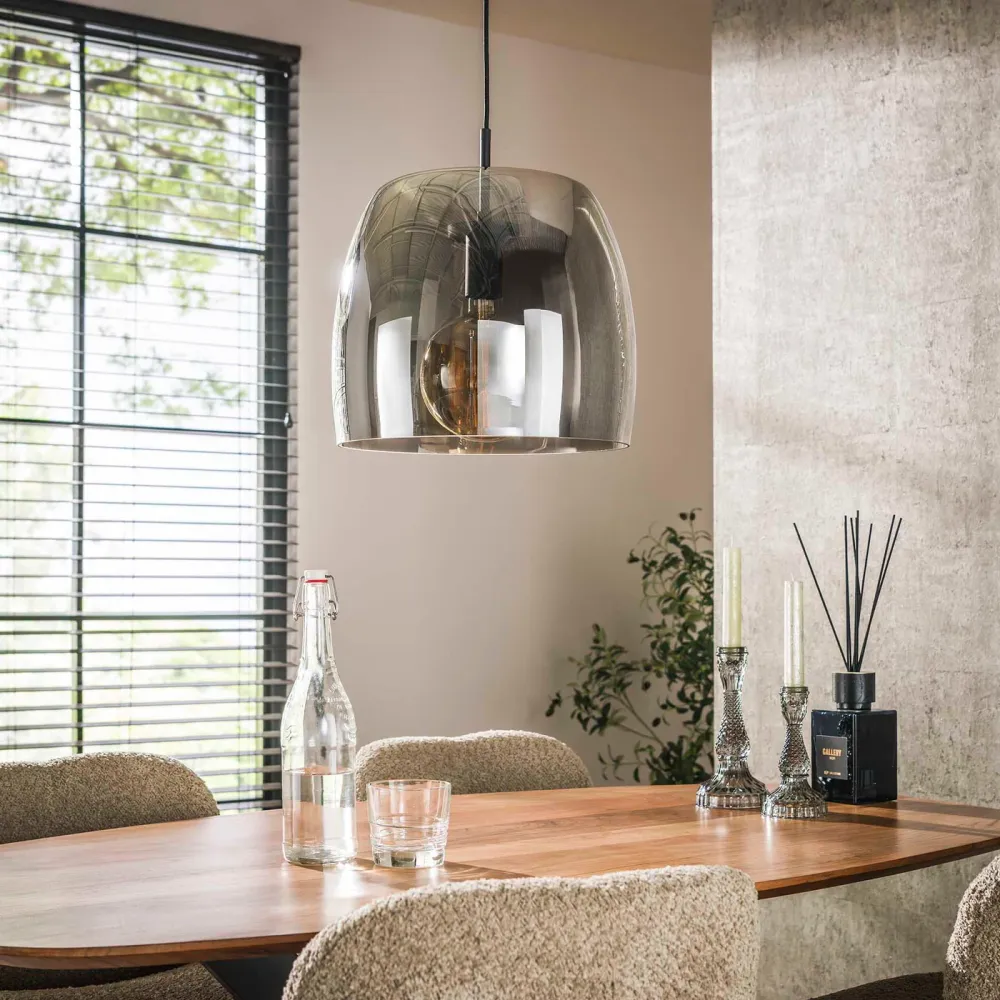 Giga Meubel Hanglamp Drift Glass - Smoke Glas - 1-Lichts - 35x35x150cm
