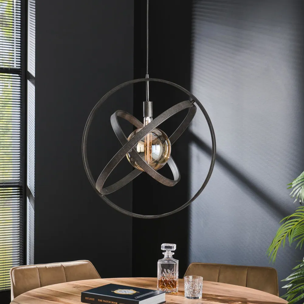 Giga Meubel Hanglamp Galaxy - Zwart Metaal - 1-Lichts - 150x55x55cm