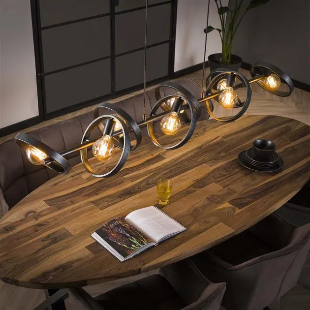 Giga Meubel Hanglamp Hover - Zwart Metaal - 8-Lichts - 160x42x150cm