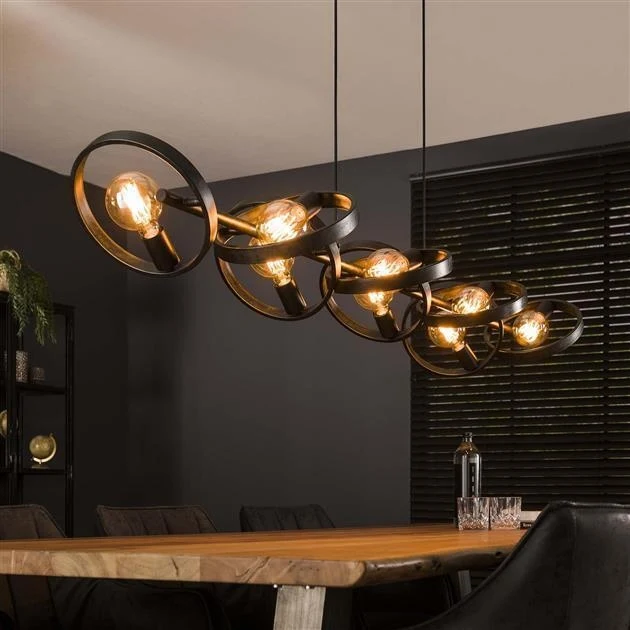 Giga Meubel Hanglamp Hover - Zwart Metaal - 8-Lichts - 160x42x150cm