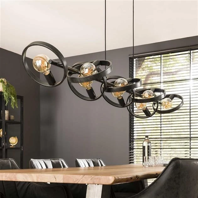Giga Meubel Hanglamp Hover - Zwart Metaal - 8-Lichts - 160x42x150cm
