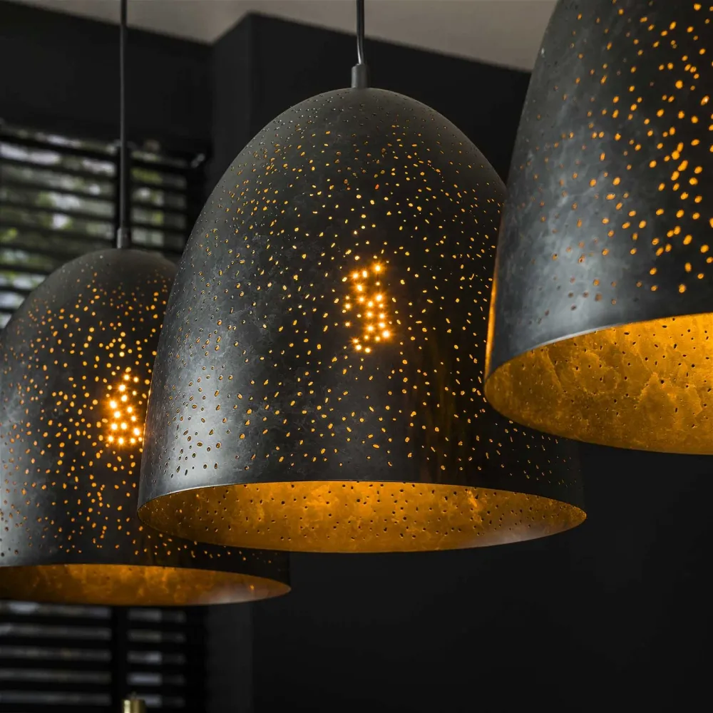 Giga Meubel Hanglamp Kosmos - Zwart Metaal - 3-Lichts - 125x30x150cm