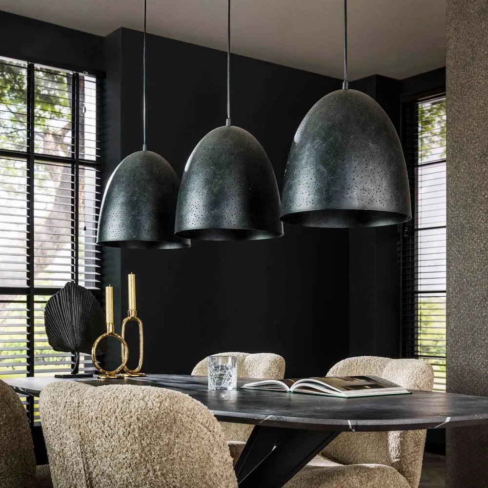Giga Meubel Hanglamp Kosmos - Zwart Metaal - 3-Lichts - 125x30x150cm