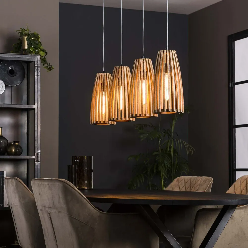 Giga Meubel Hanglamp Launch - Naturel Hout - 20x135x150cm
