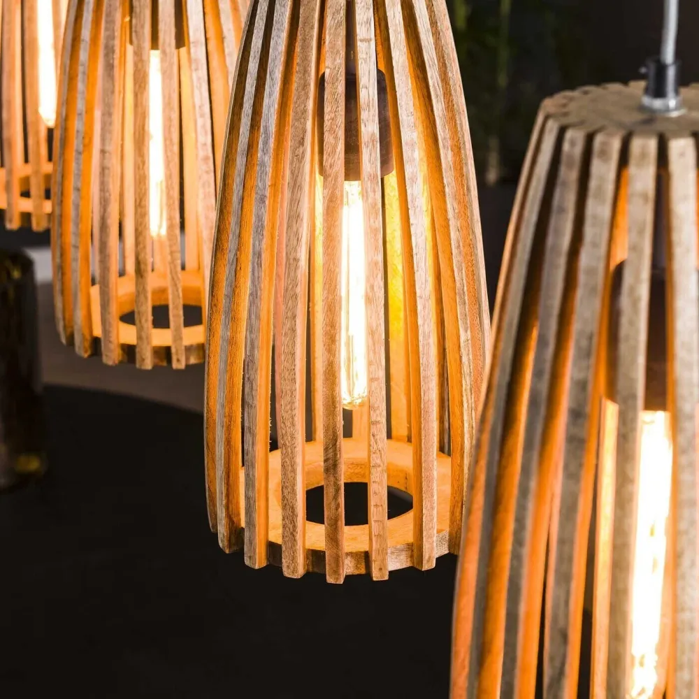 Giga Meubel Hanglamp Launch - Naturel Hout - 20x135x150cm