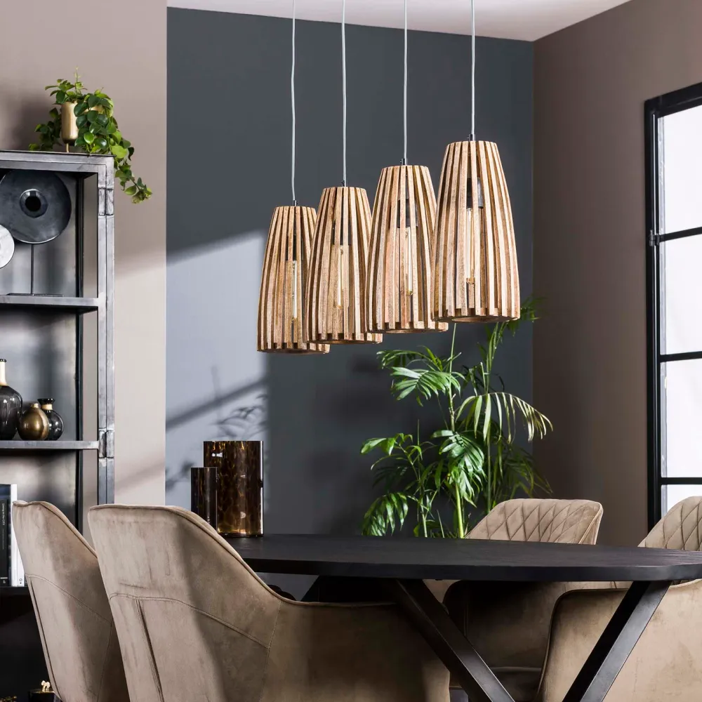 Giga Meubel Hanglamp Launch - Naturel Hout - 20x135x150cm
