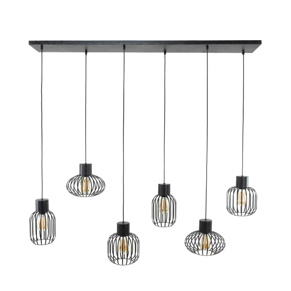 Giga Meubel Hanglamp Mix - Zwart Metaal - 6-Lichts - 150x145x28cm