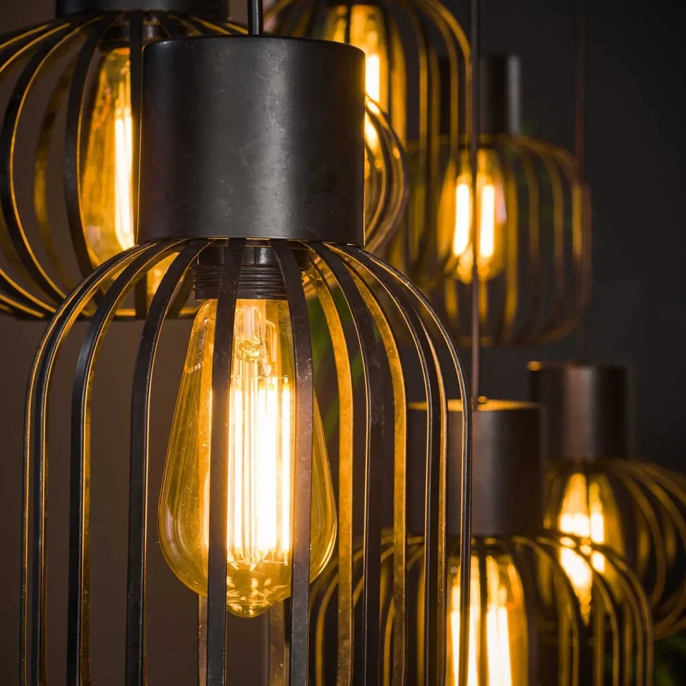 Giga Meubel Hanglamp Mix - Zwart Metaal - 6-Lichts - 150x145x28cm