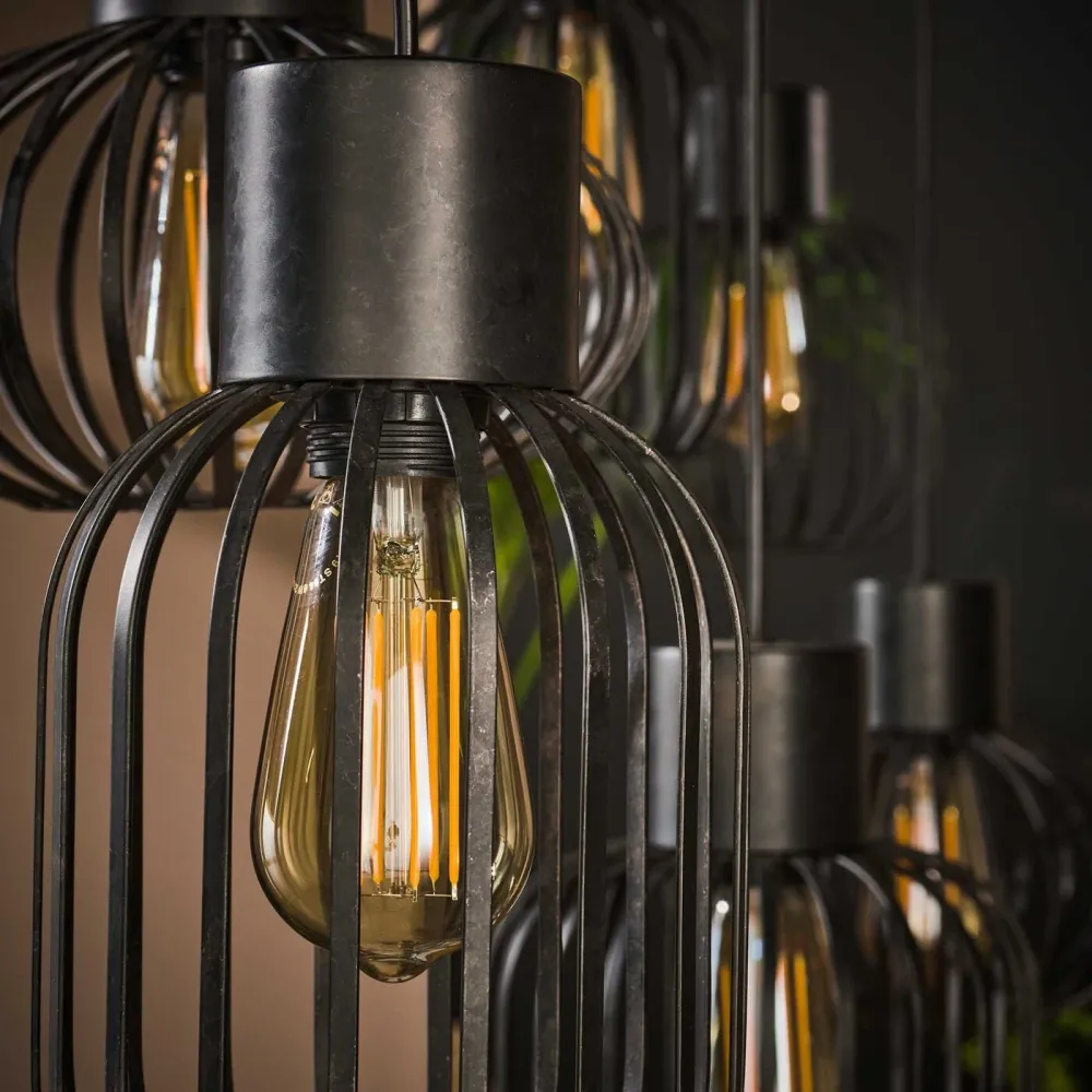 Giga Meubel Hanglamp Mix - Zwart Metaal - 6-Lichts - 150x145x28cm