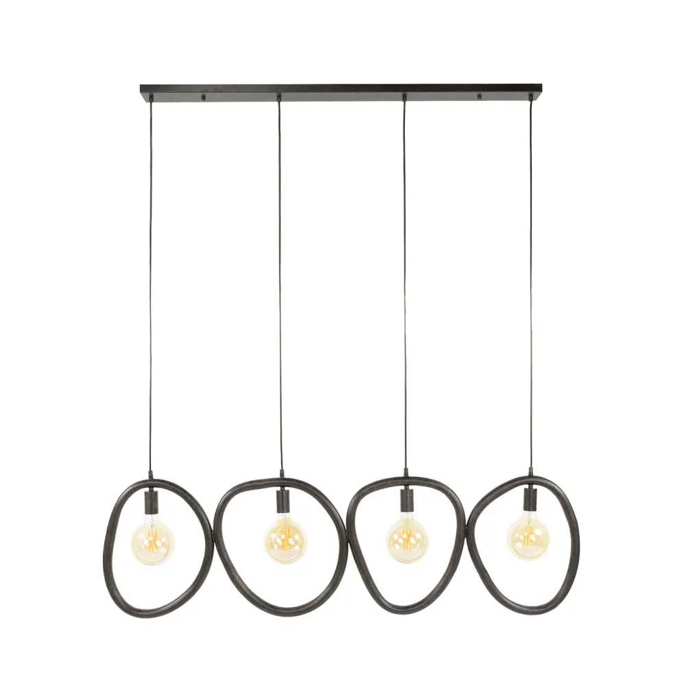 Giga Meubel Hanglamp Pebble - Zwart Metaal - 4-Lichts - 140x8x150cm