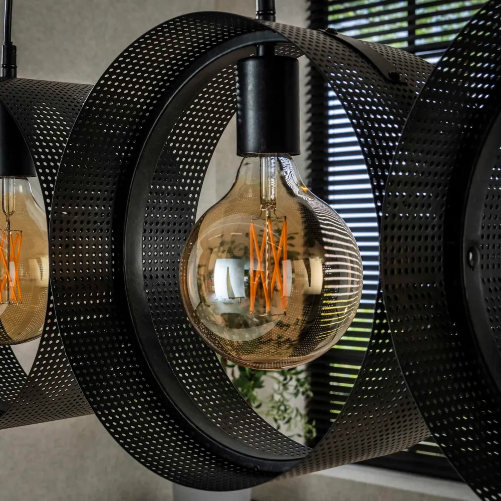 Giga Meubel Hanglamp Ring - Zwart Metaal - 4-Lichts - 120x15x150cm