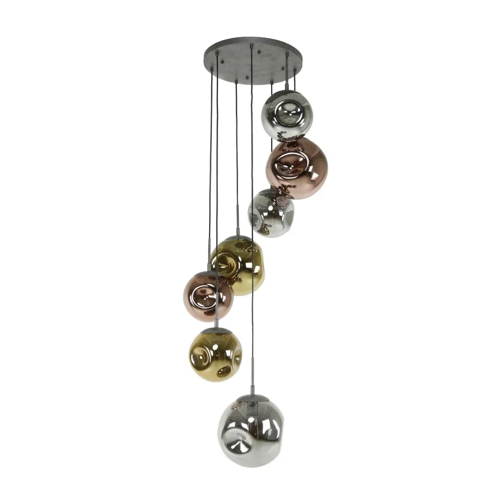 Giga Meubel Hanglamp Stellar - Zilver Metaal - 7-Lichts - 40x40x180cm