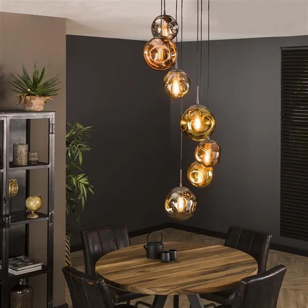 Giga Meubel Hanglamp Stellar - Zilver Metaal - 7-Lichts - 40x40x180cm