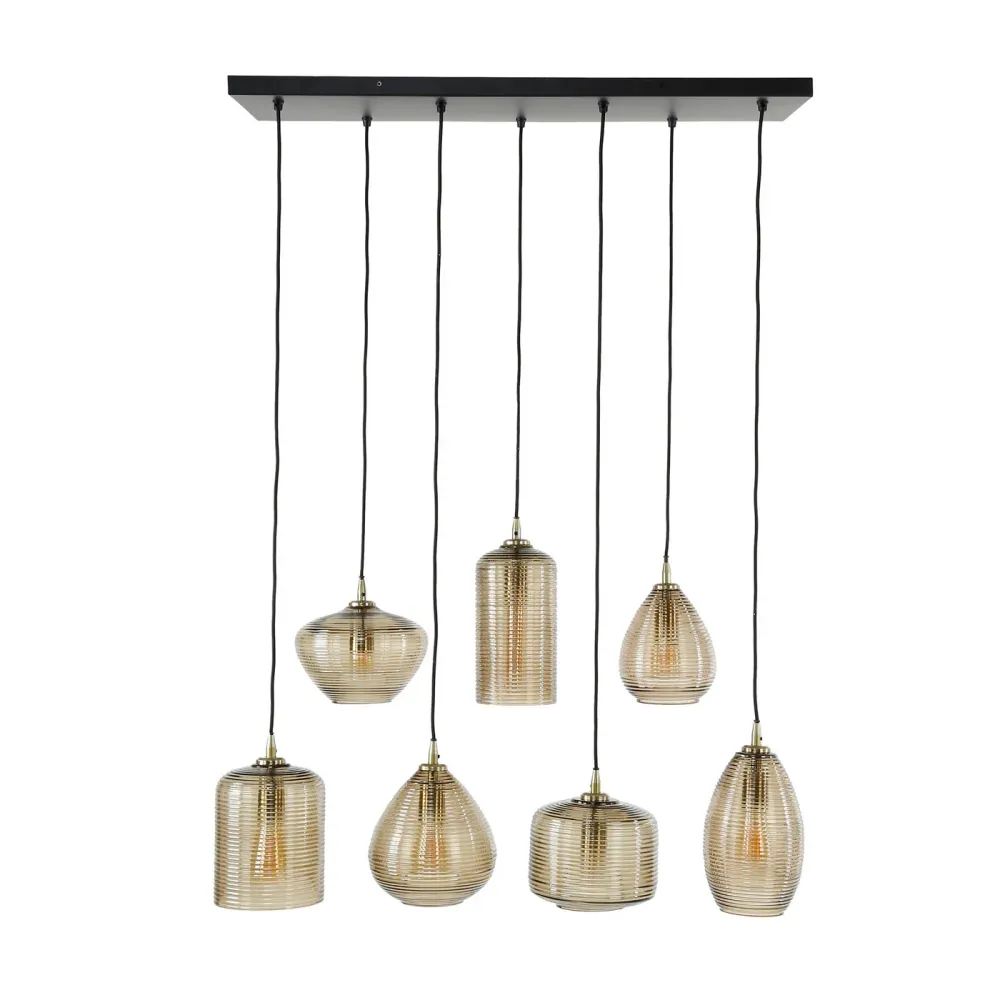 Giga Meubel Hanglamp Stripe Horizontal - Amber - 7-Lichts - 93x40x150cm
