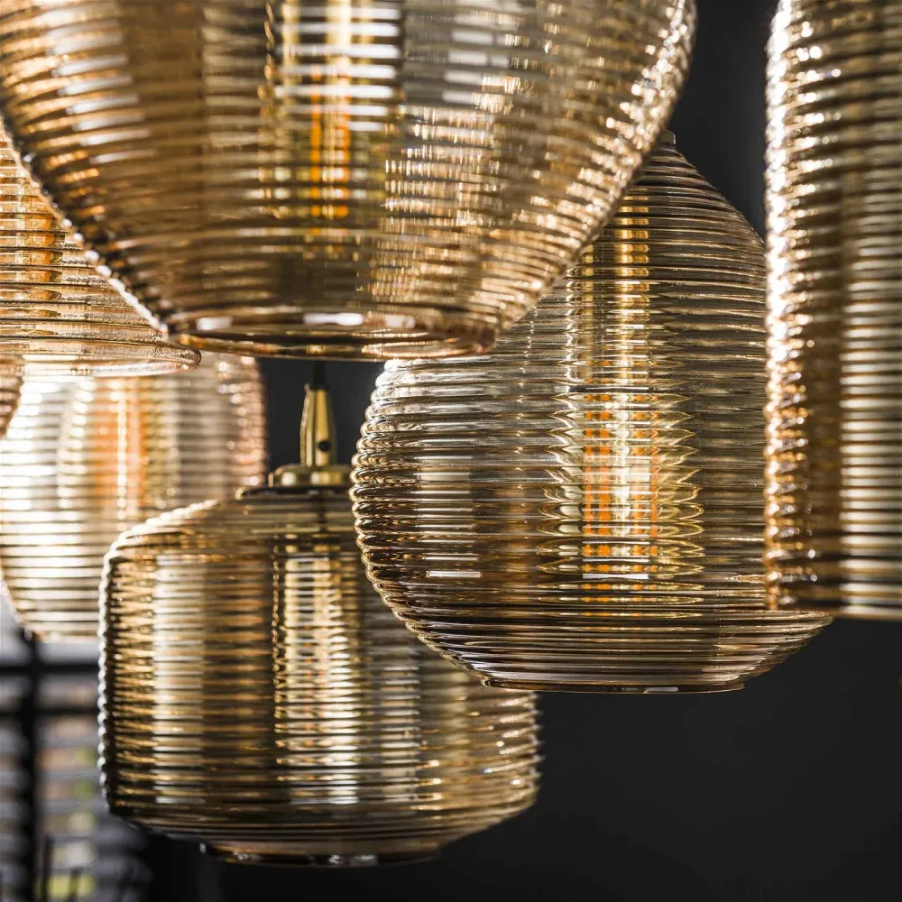 Giga Meubel Hanglamp Stripe Horizontal - Amber - 7-Lichts - 93x40x150cm