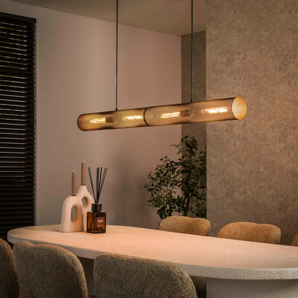 Giga Meubel Hanglamp Tube Mesh - Zwart Metaal - 120x10x150cm