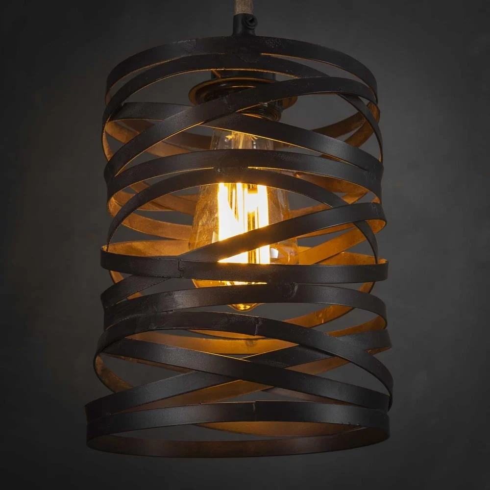 Giga Meubel Hanglamp Twist XL - Zwart Metaal - 7-Lichts - 157x15x150cm