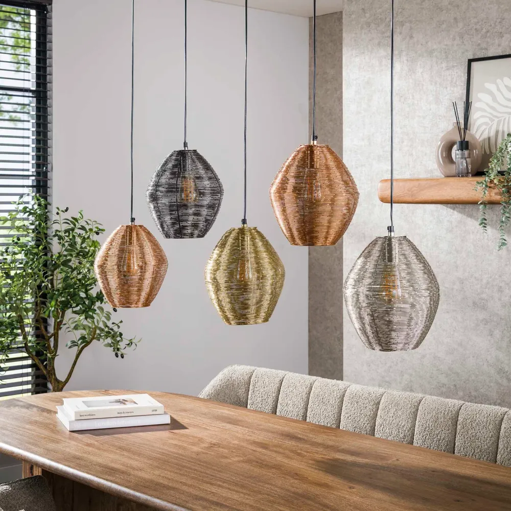 Giga Meubel Hanglamp Web Mix - Metaal - 5-Lichts - 118x26x150cm