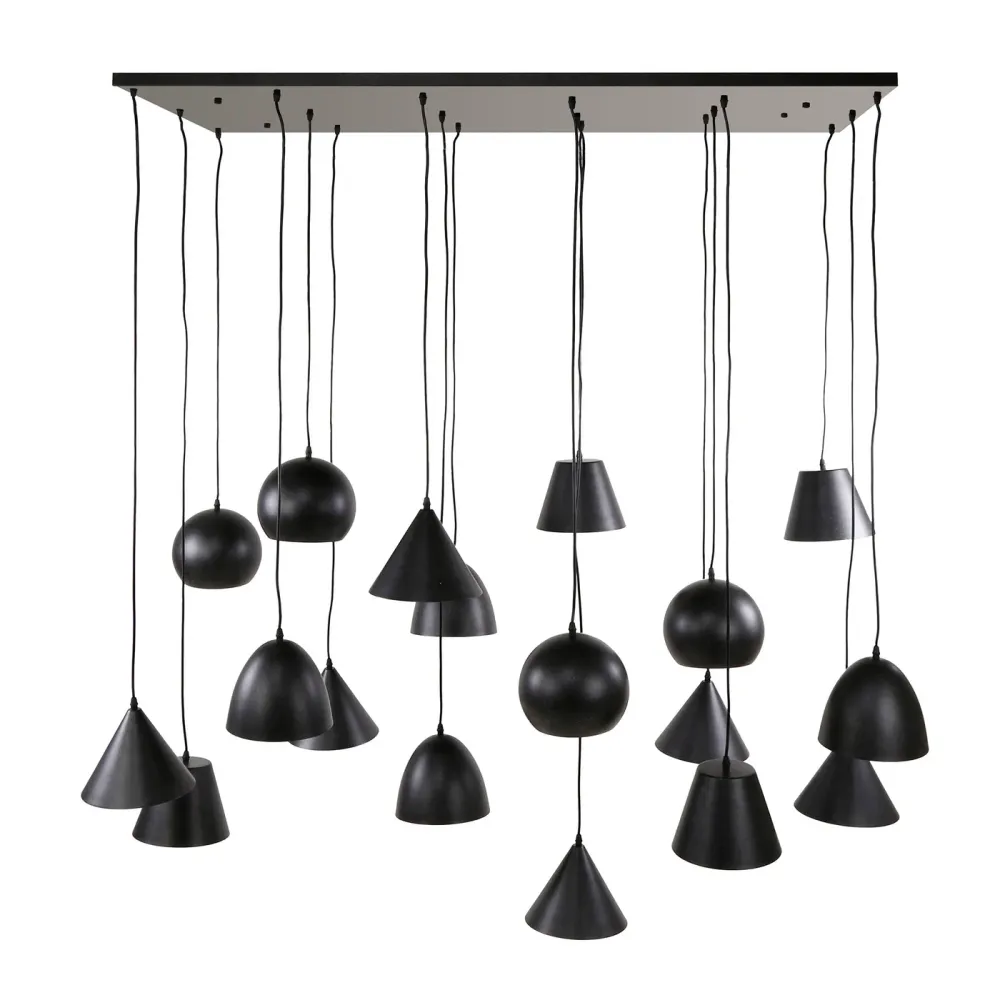 Giga Meubel Hanglamp XXL - Zwart Metaal - 18-Lichts - 145x60x150cm
