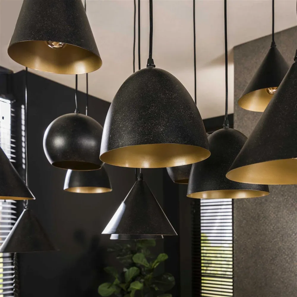 Giga Meubel Hanglamp XXL - Zwart Metaal - 18-Lichts - 145x60x150cm