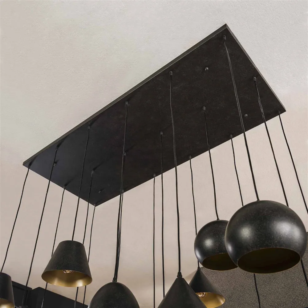 Giga Meubel Hanglamp XXL - Zwart Metaal - 18-Lichts - 145x60x150cm