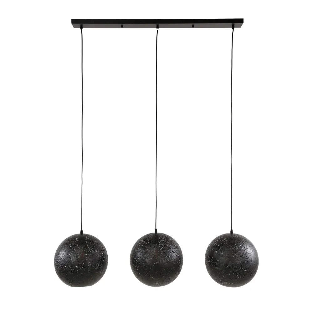 Giga Meubel Hanglamp Zip - Zwart Metaal - 3-Lichts - 125x30x150cm