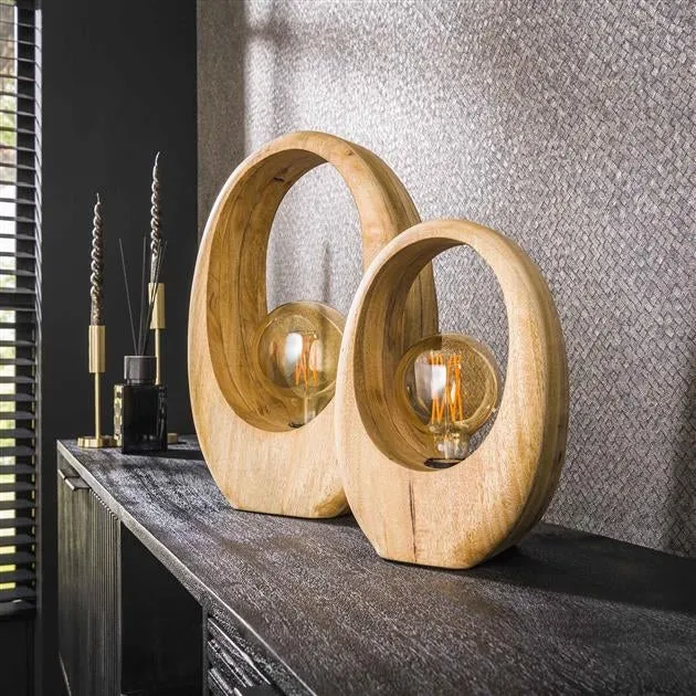 Giga Meubel Tafellamp Arch Wood L - Mangohout - 1-Lichts - 30x13x43cm