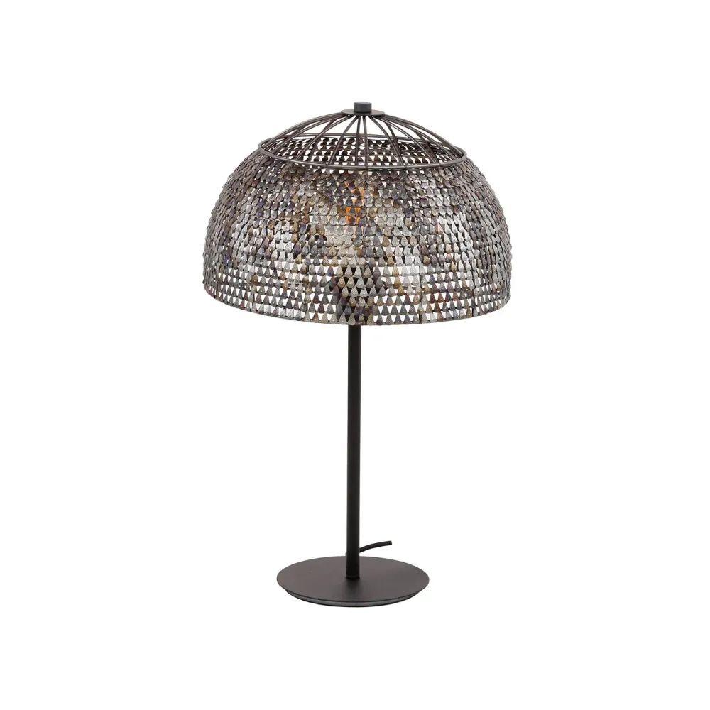 Giga Meubel Tafellamp Armor Open - Zwart/Bruin - 1-Lichts - 35x35x55cm