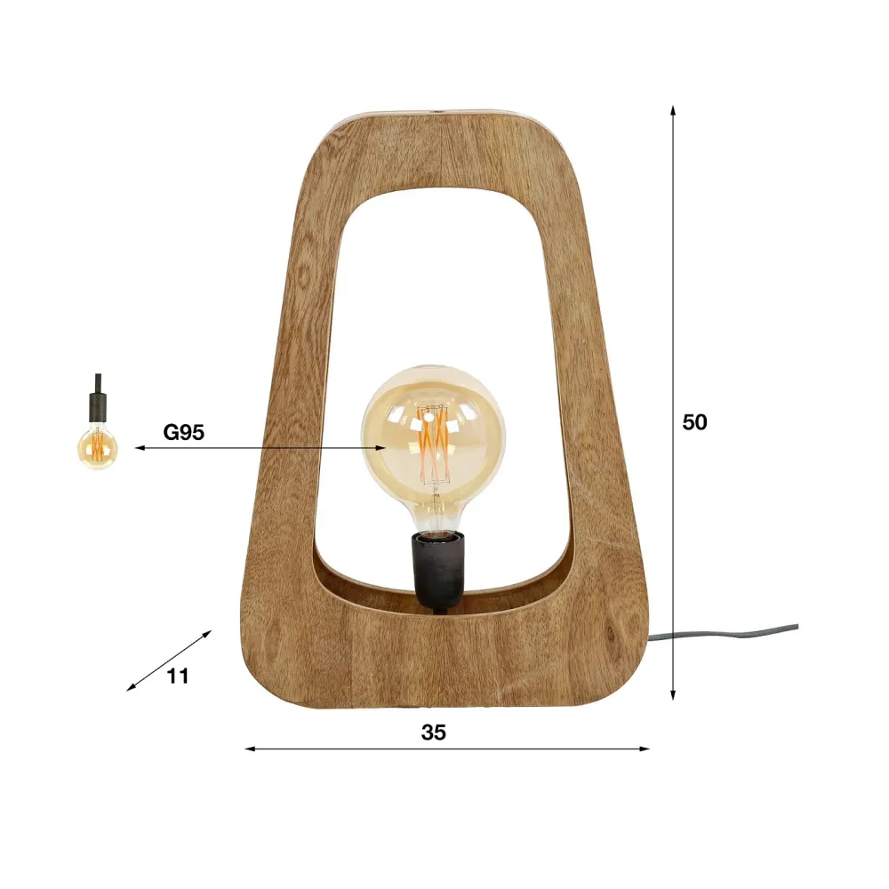 Giga Meubel Tafellamp Bray - Mangohout Naturel - 1-Lichts - 35x11x50cm